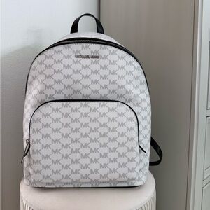 Michael Kors Monogram White and Gray Backpack